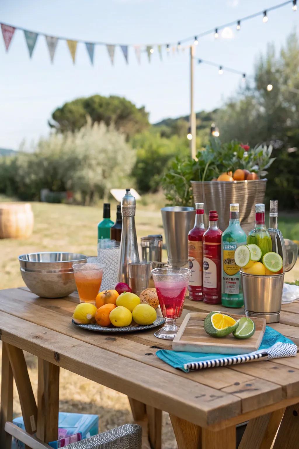 Mix your own drinks with a DIY cocktail bar.