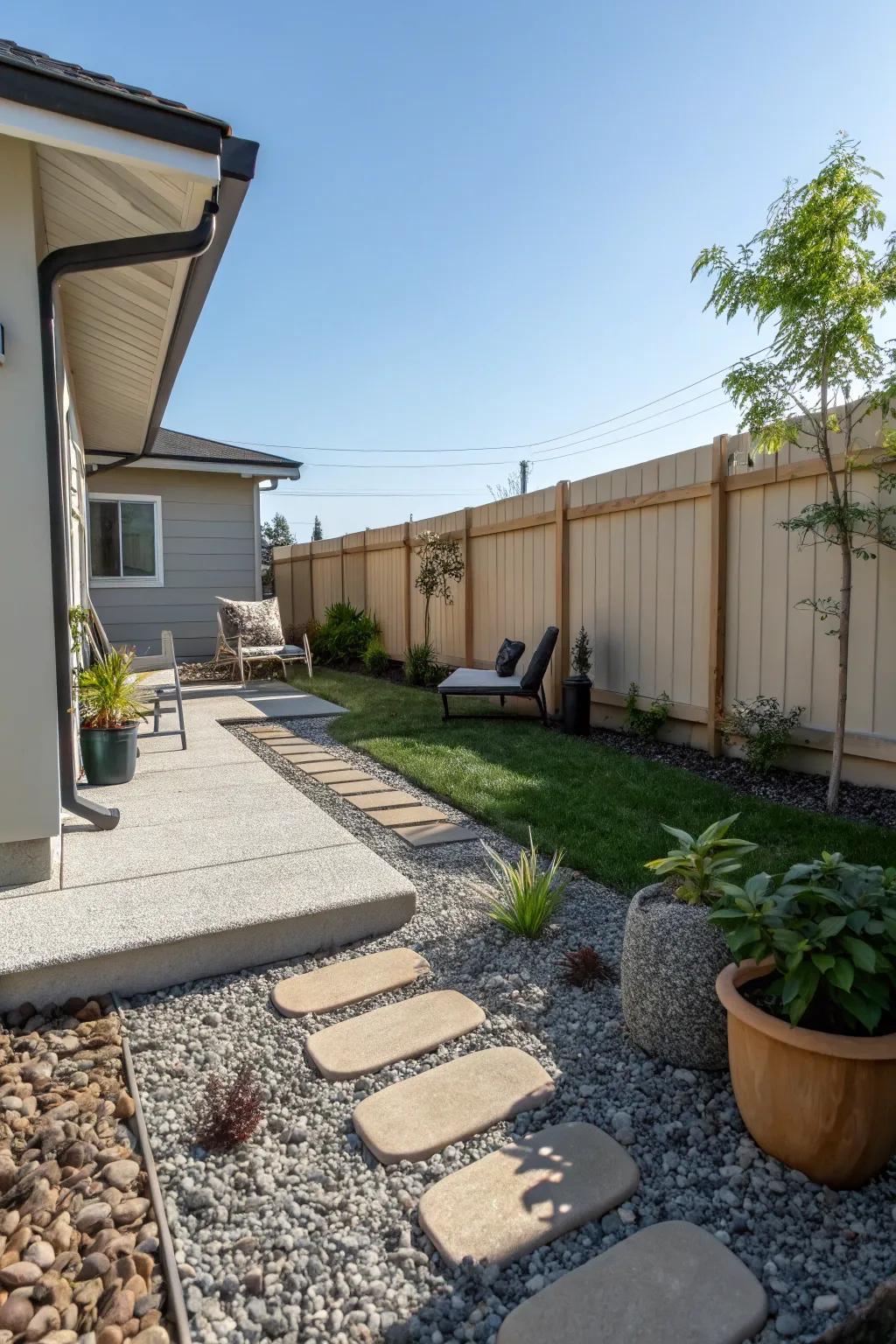 Gravel and pebbles add texture and interest to any outdoor space.
