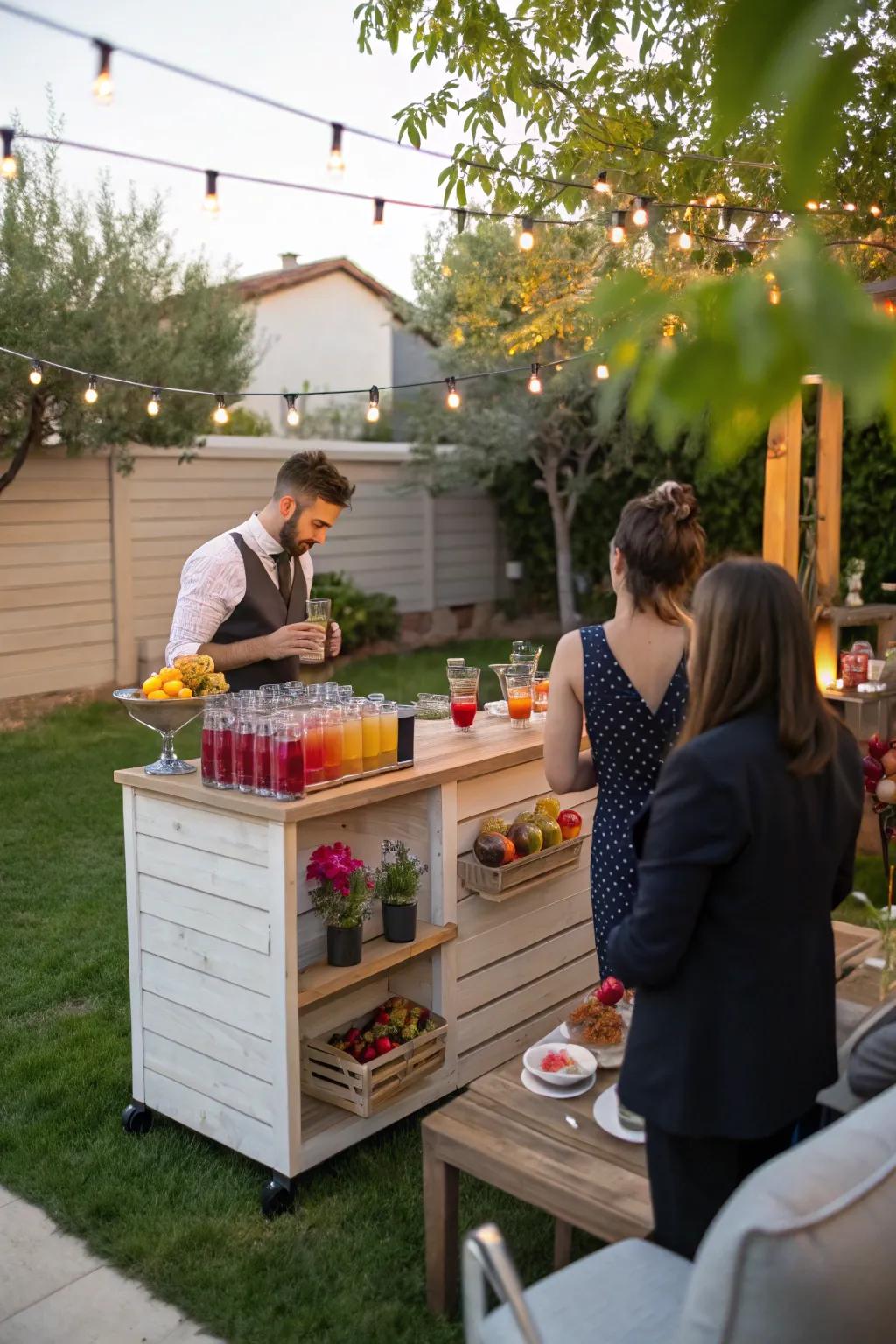 A mobile bar service offers chic, sophisticated refreshments.
