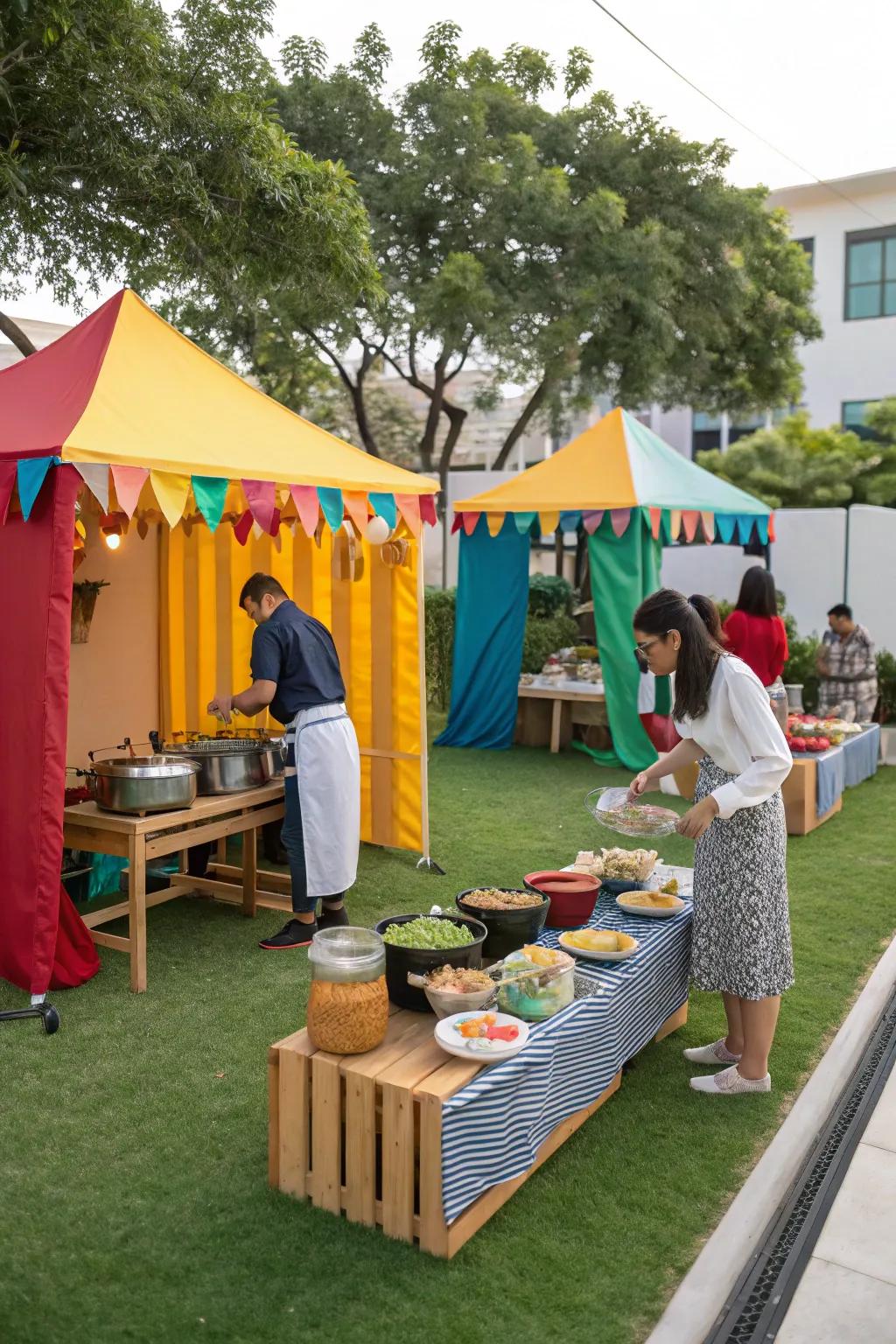 Interactive food stations invite guests to customize their meals.