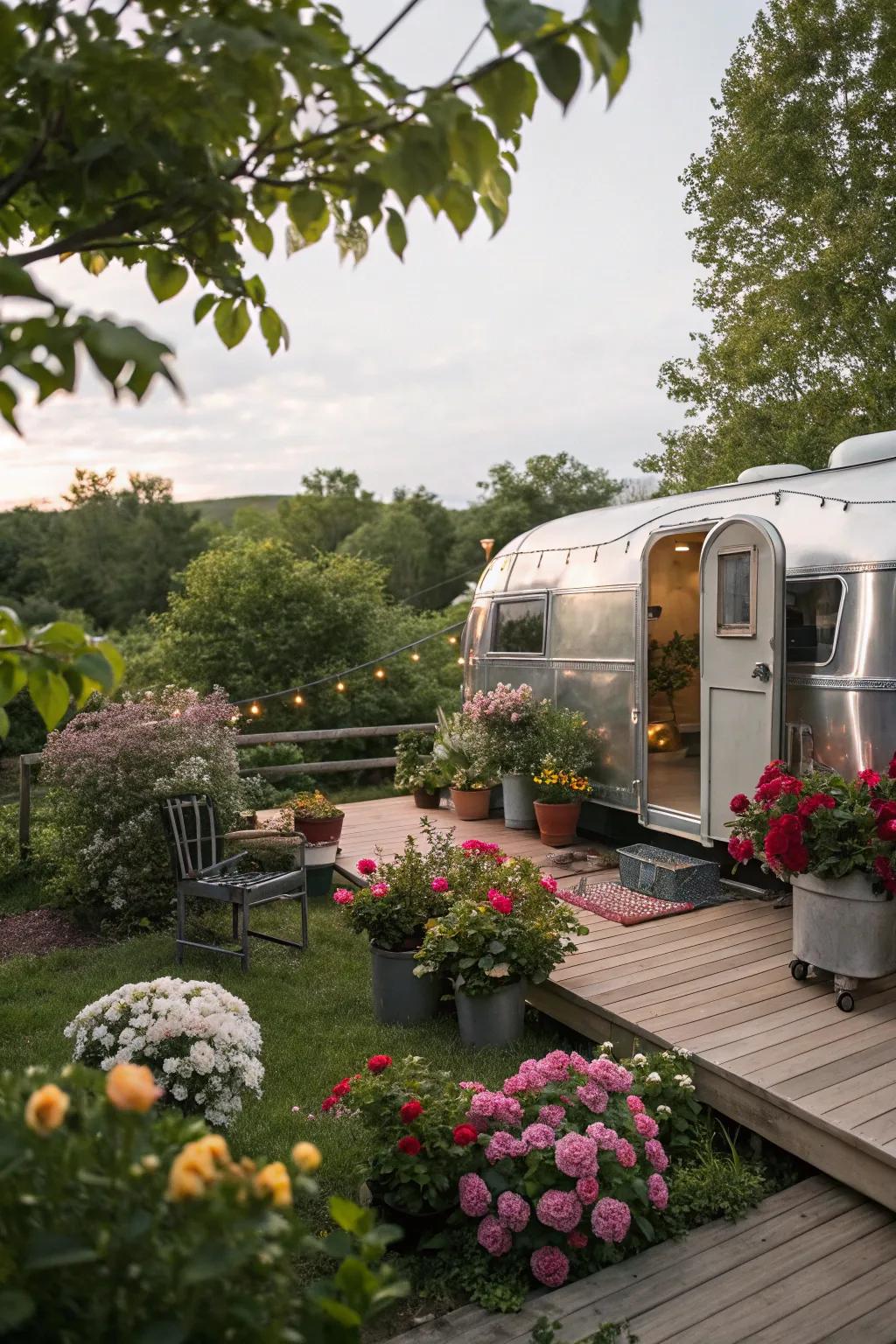 Create a garden oasis around your deck for a tranquil escape.