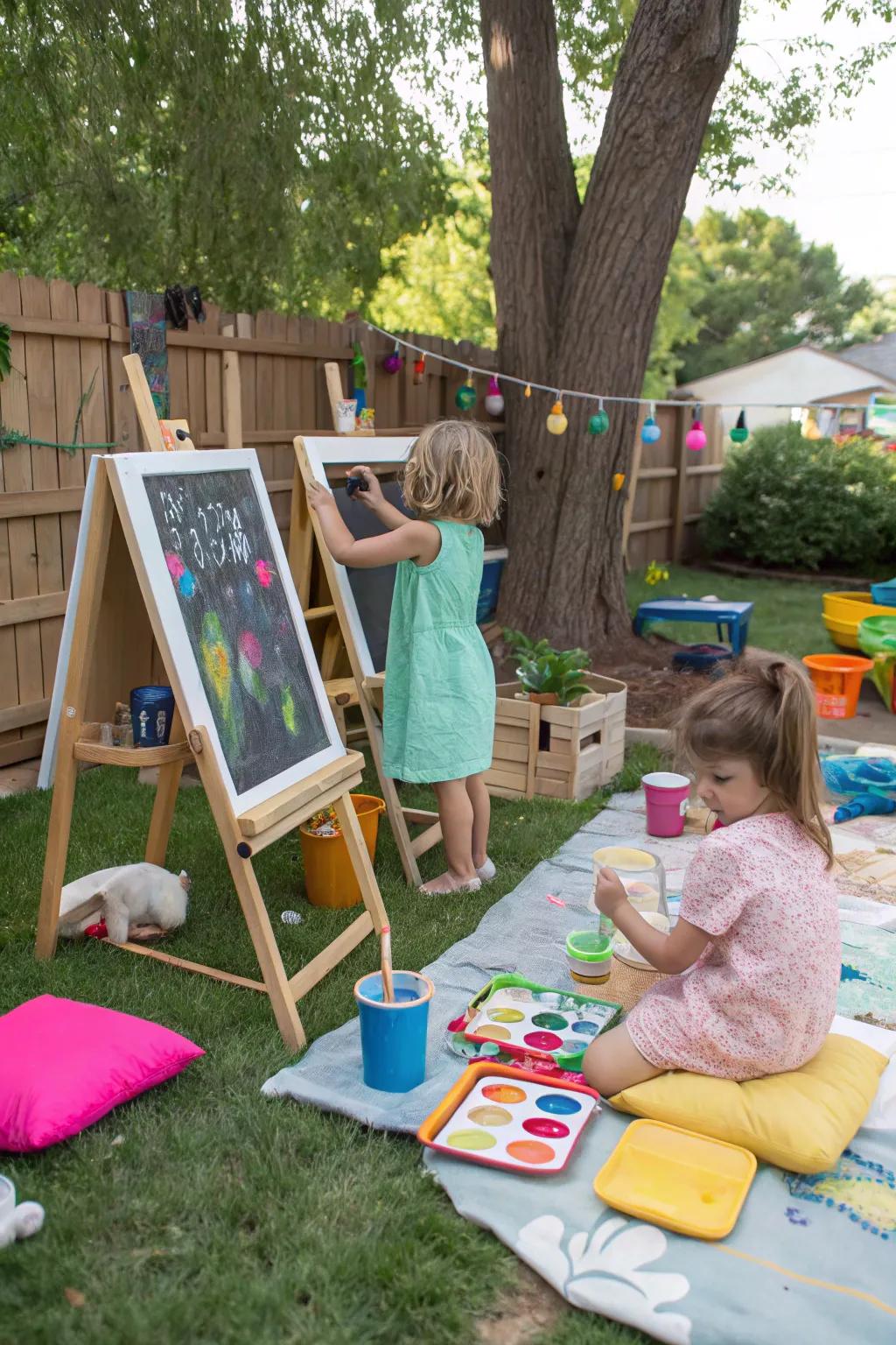 Inspire creativity with a backyard art station.