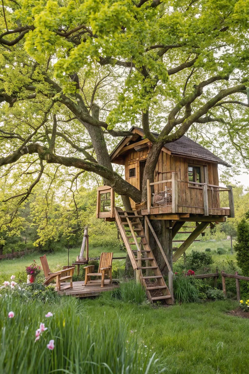 Create a magical retreat with a backyard treehouse.
