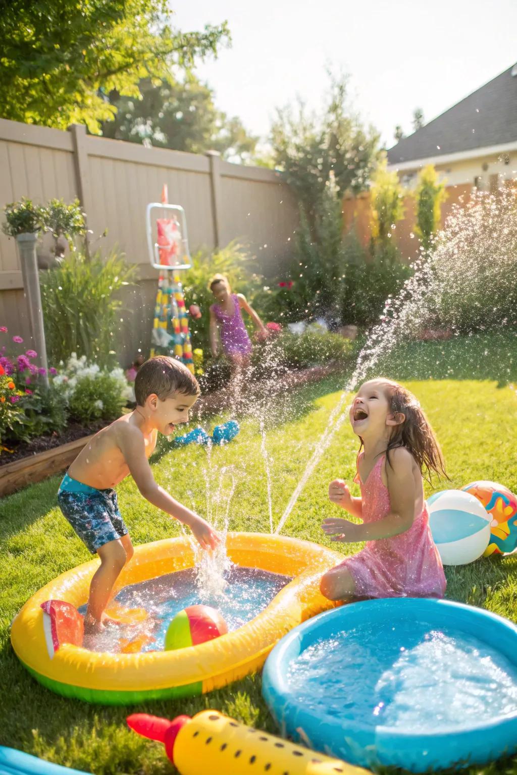 Cool down and have fun with a backyard water play area.