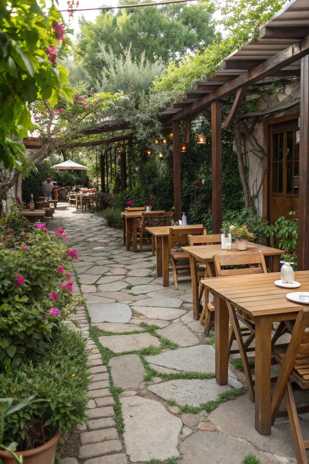 Embrace natural elements with wood and stone.