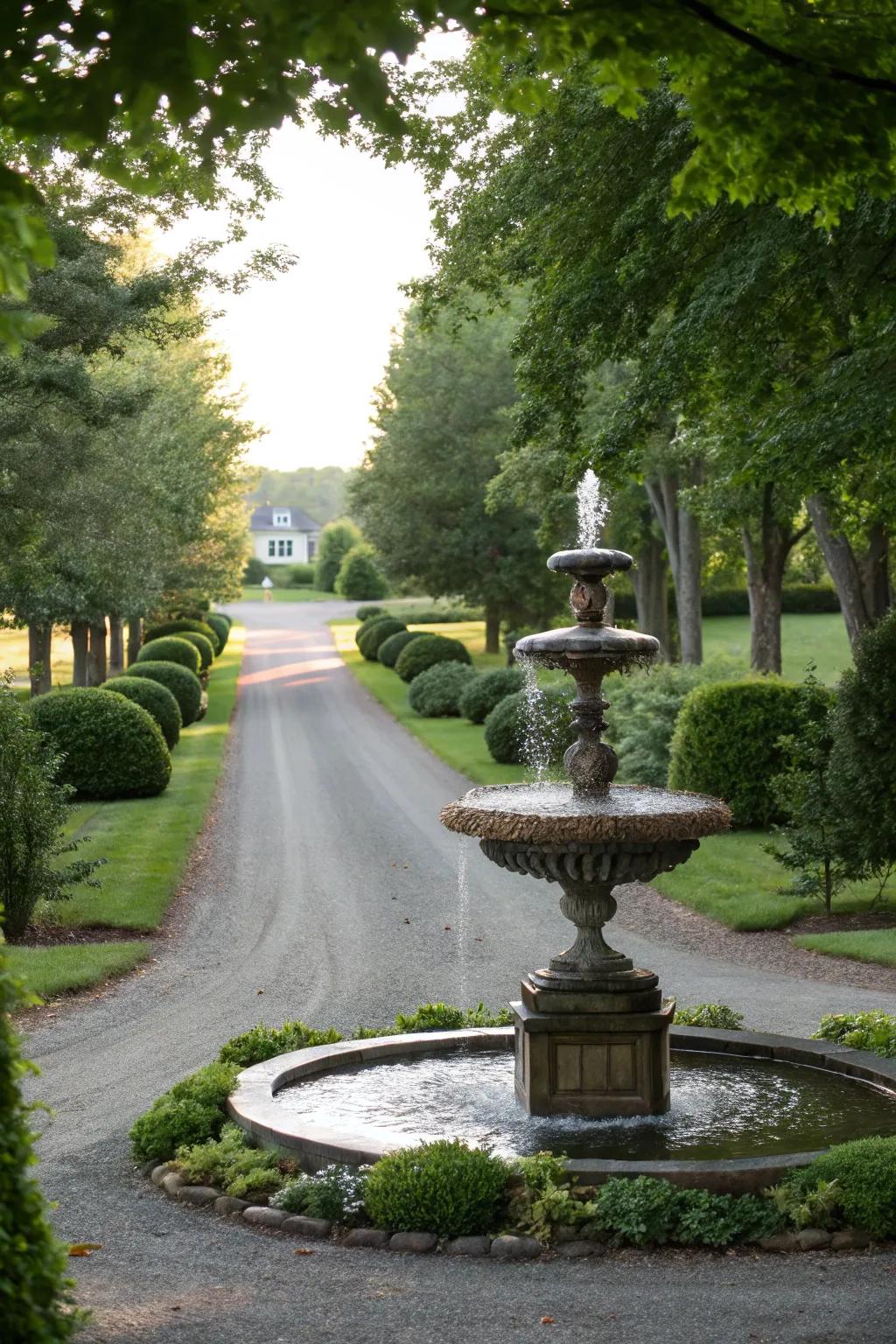 A water feature adds luxury and tranquility.