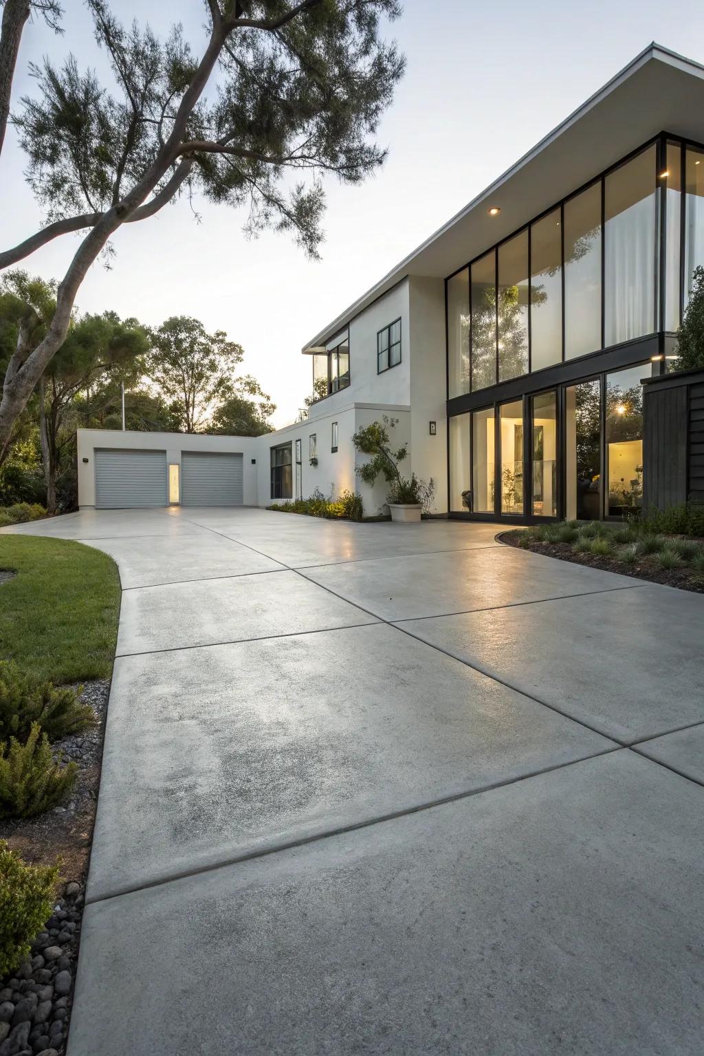 Modern concrete driveways offer sleek elegance.