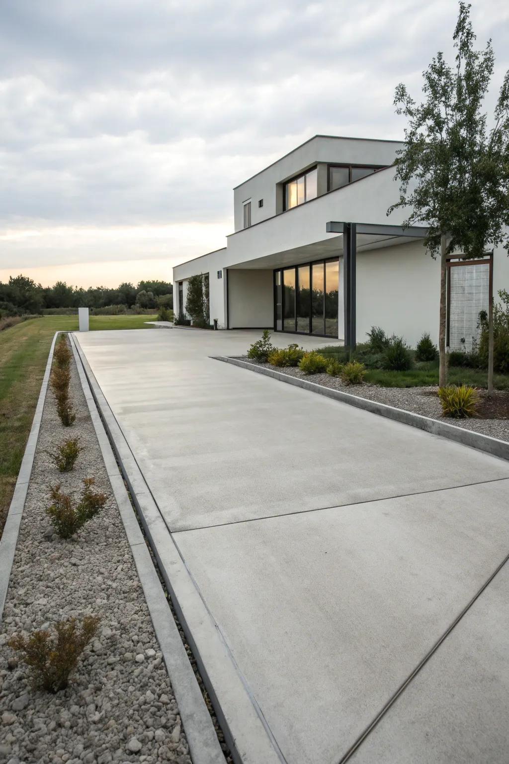 Simplicity and elegance in minimalist driveway design.