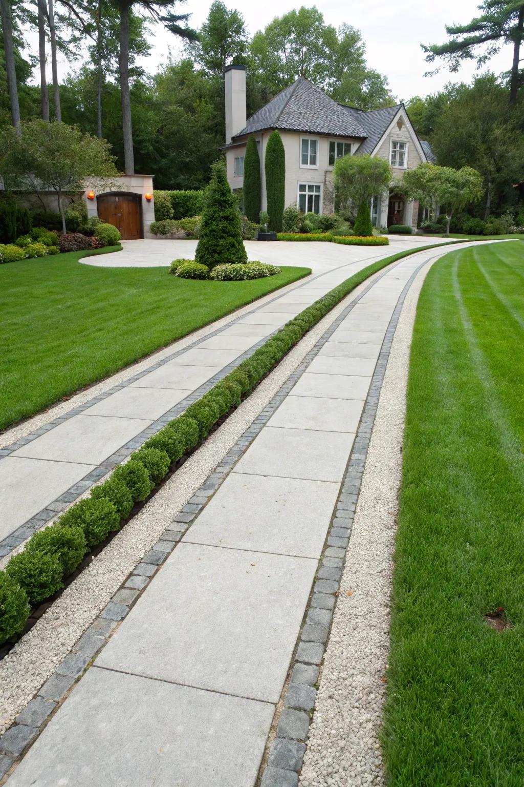 Ribbon driveways offer simplicity and charm.