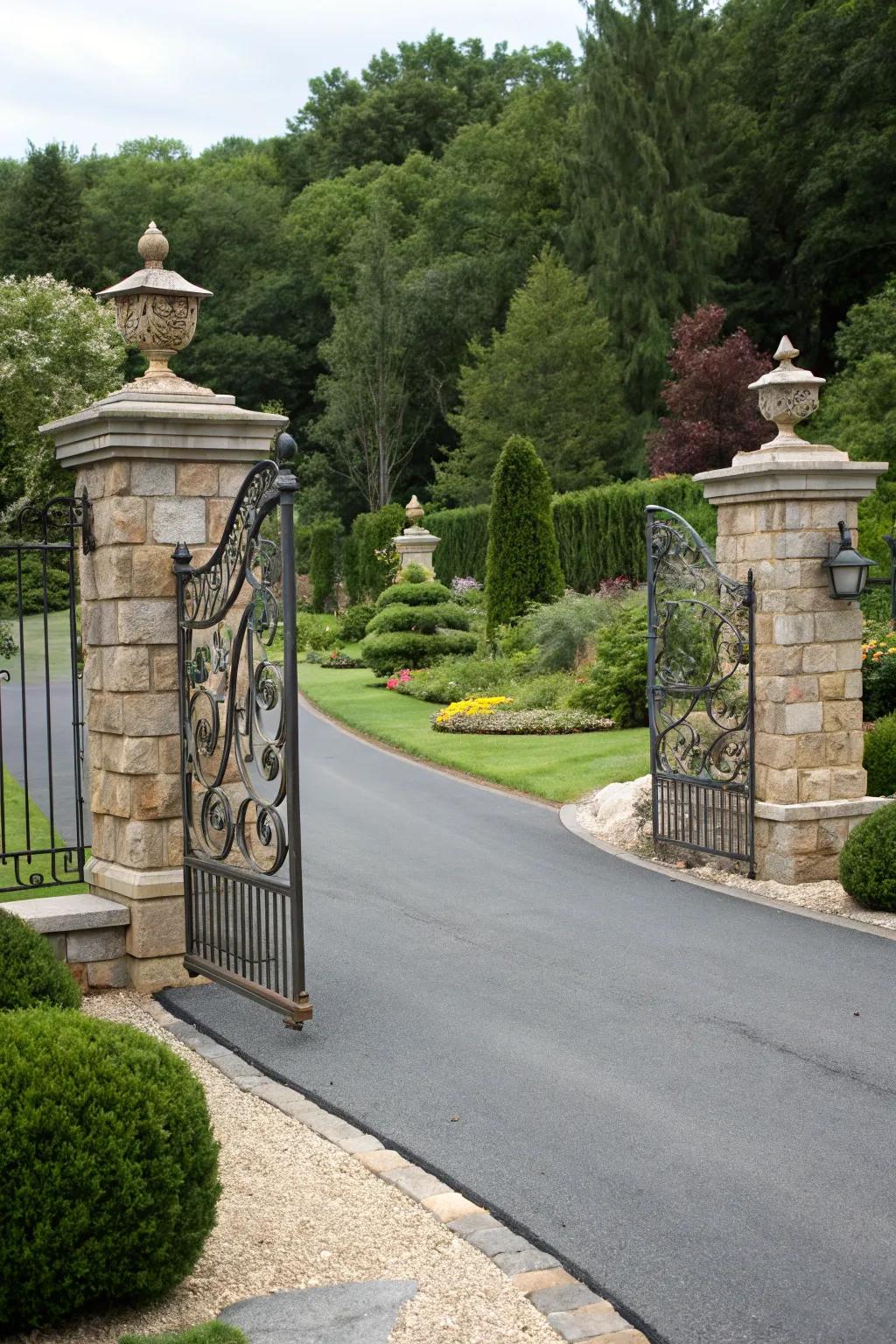 Gated driveways offer elegance and security.
