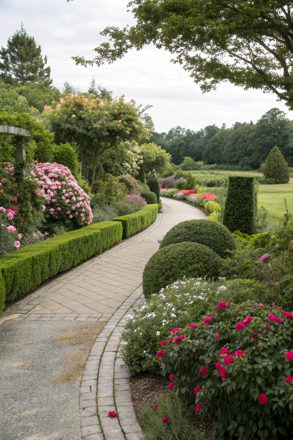 Landscaping integration enhances driveway beauty.