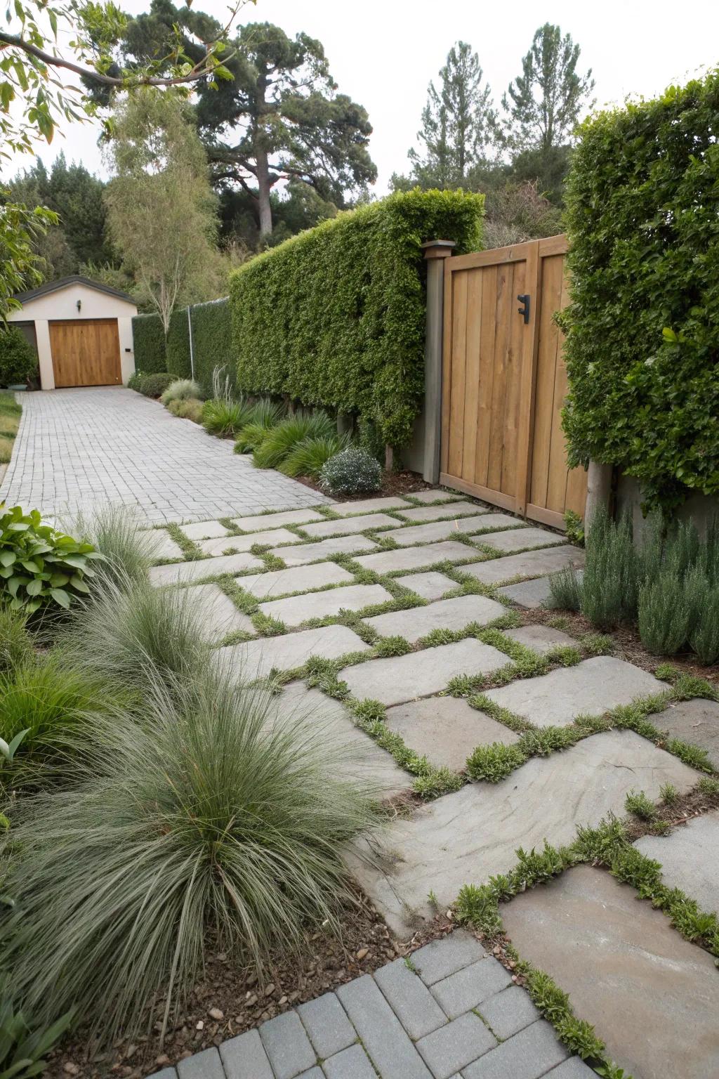 Driveable gardens blend greenery with function.