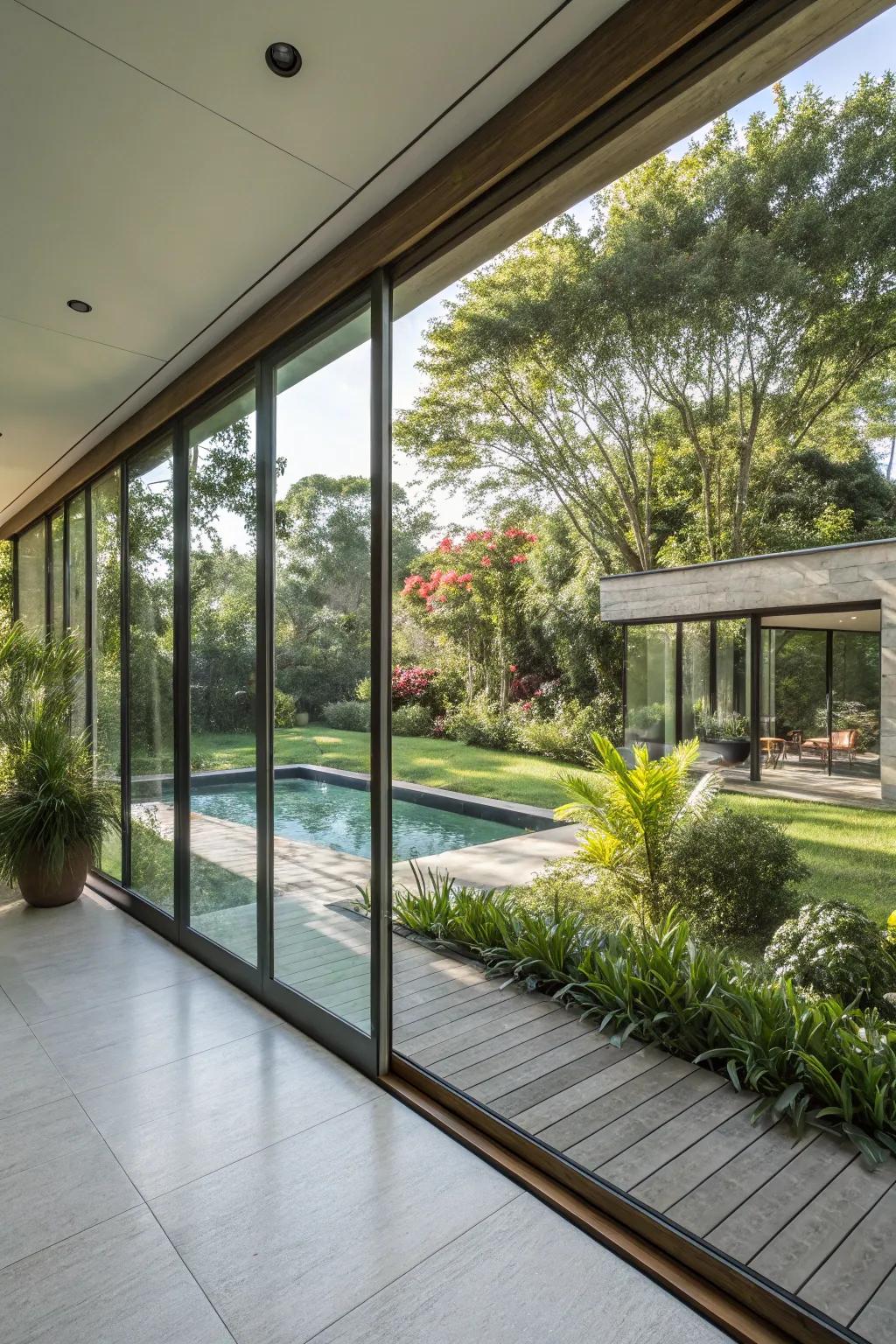 Glass walls offer an unparalleled connection with the outdoors.