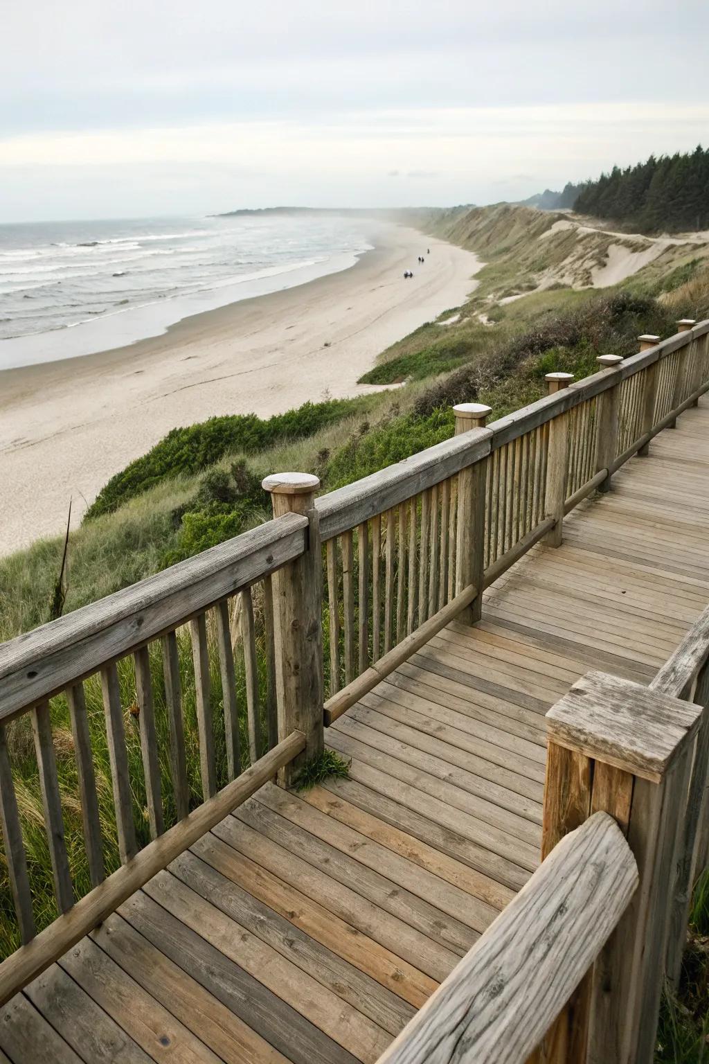 Driftwood stain adds a relaxed, beachy vibe.