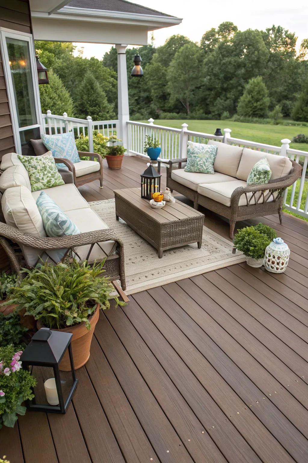 Chocolate brown stain adds depth and sophistication.