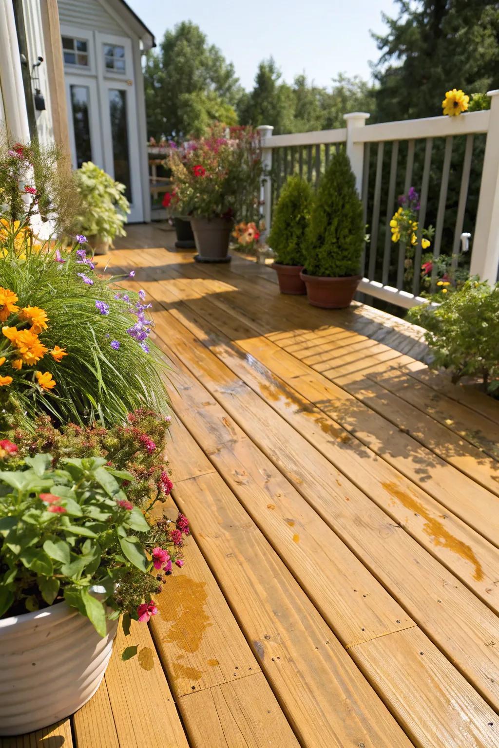 The honey stain brings out the natural wood grain beautifully.