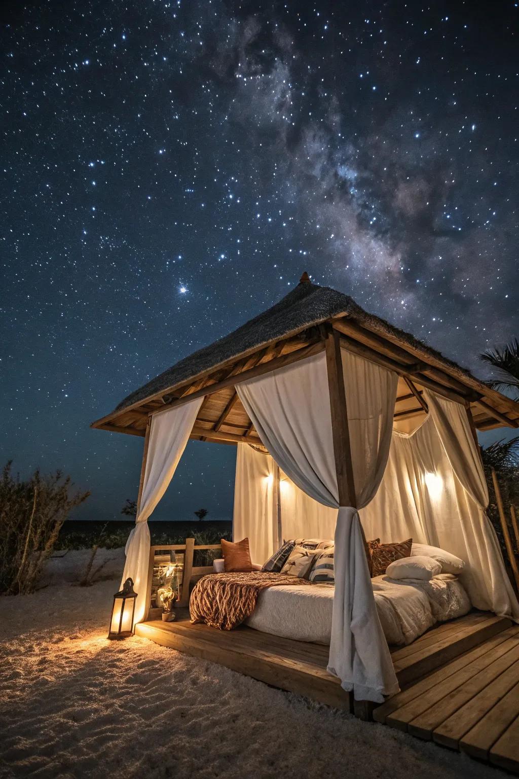 A stargazing cabana for enchanting nights under the stars.