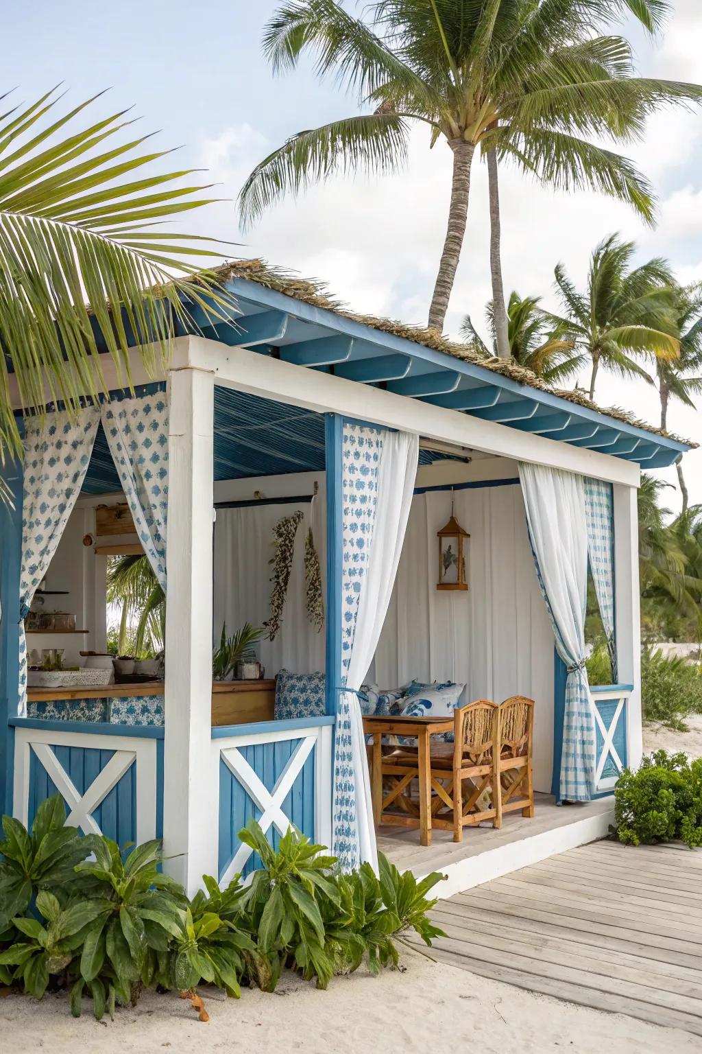 A beachside haven cabana that transports you to coastal bliss.