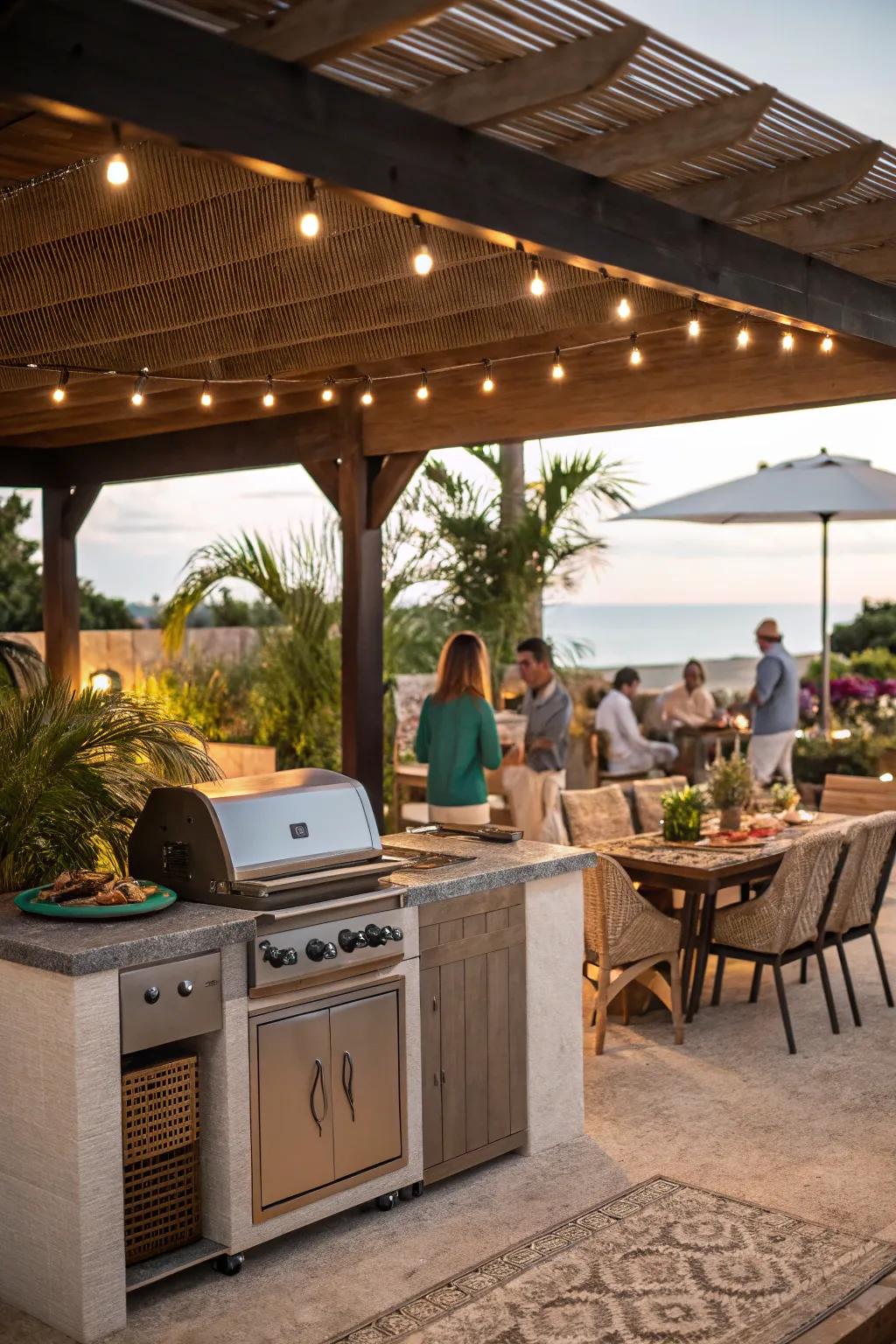 An outdoor kitchen cabana for delightful dining experiences.
