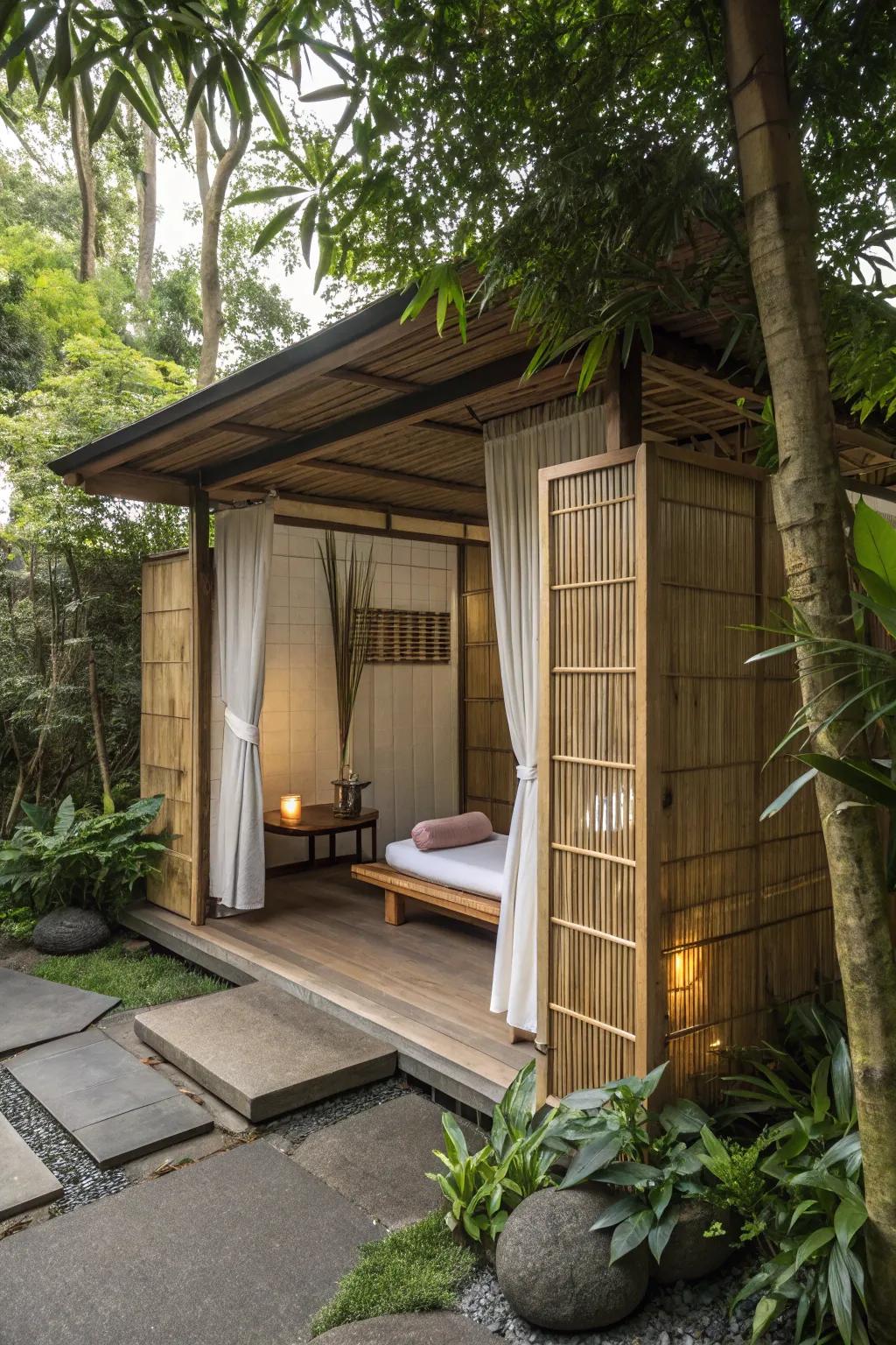 A zen sanctuary cabana for ultimate relaxation.