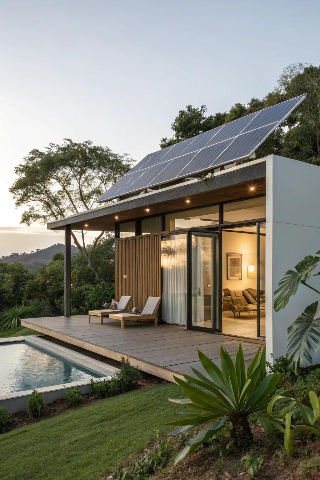 A solar-powered cabana that harnesses the sun’s power.