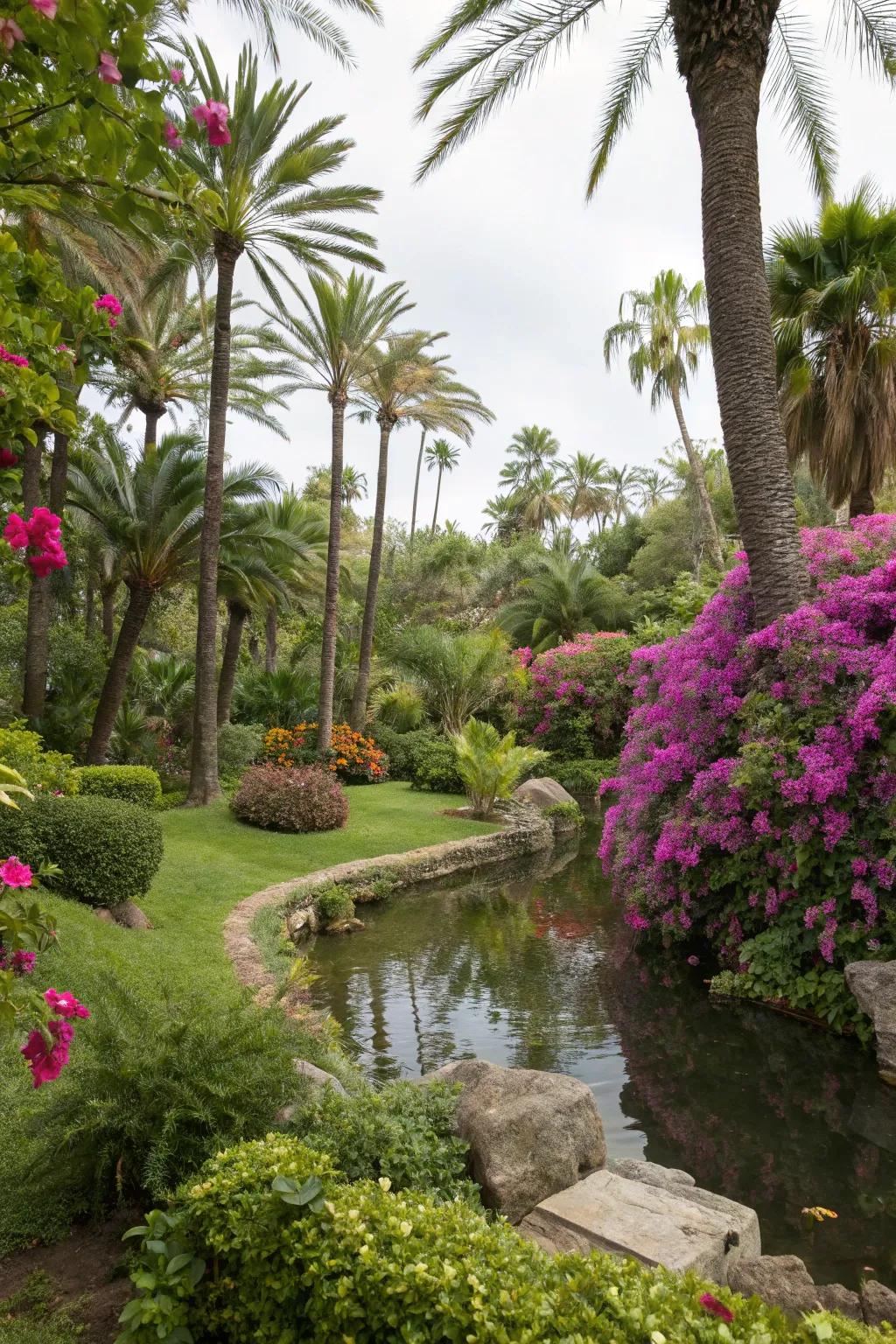 Lush tropical vegetation creating a vibrant outdoor haven.