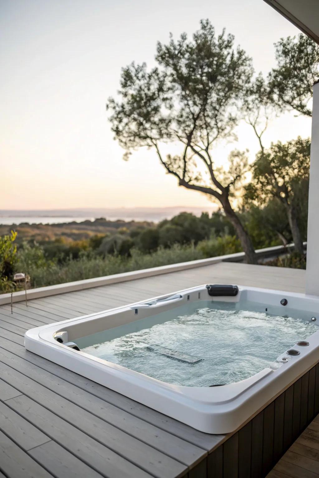 A sleek, minimalist hot tub design