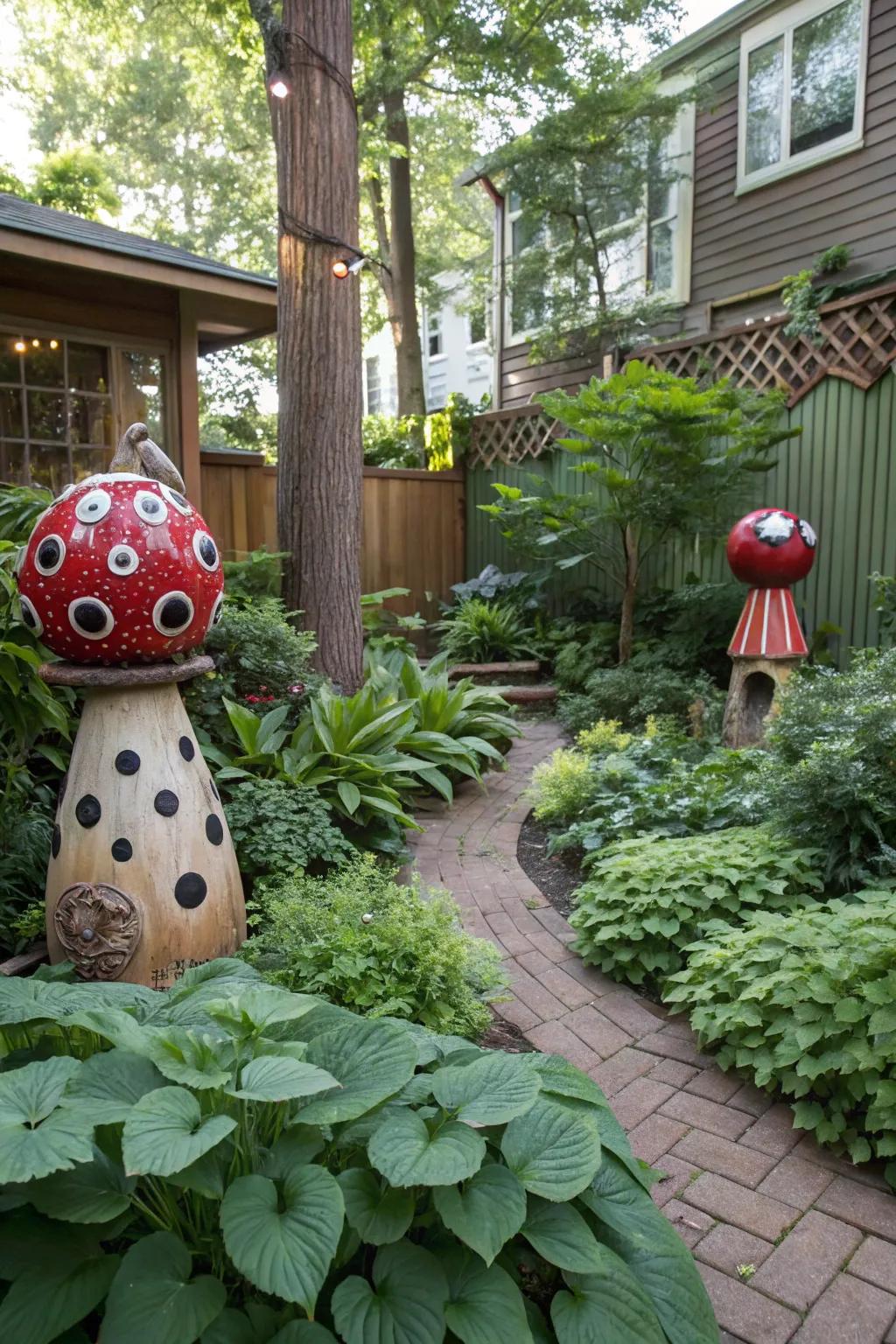 Unique art pieces bring creativity and style to your outdoor space.