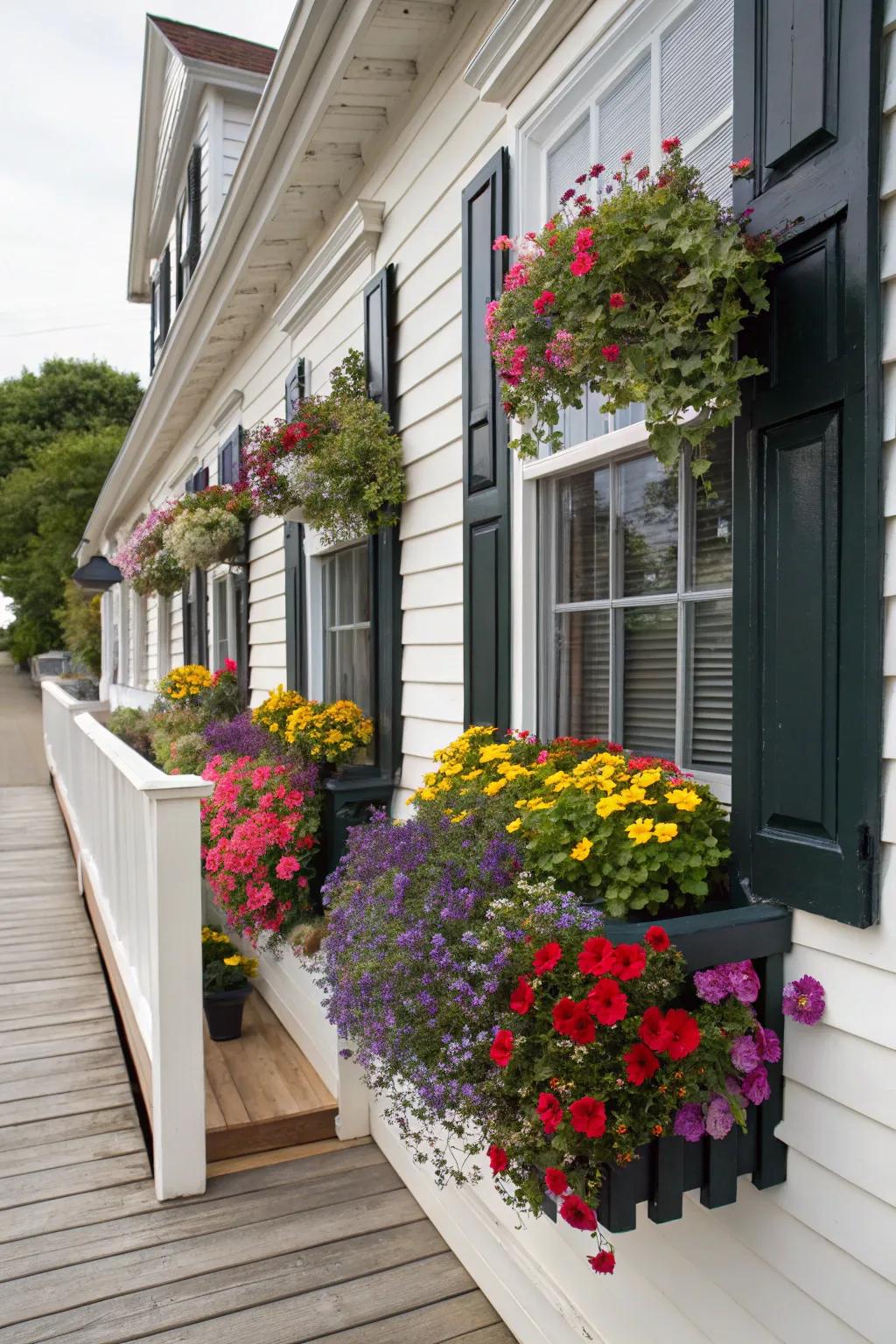 Vibrant window boxes that add color and character.