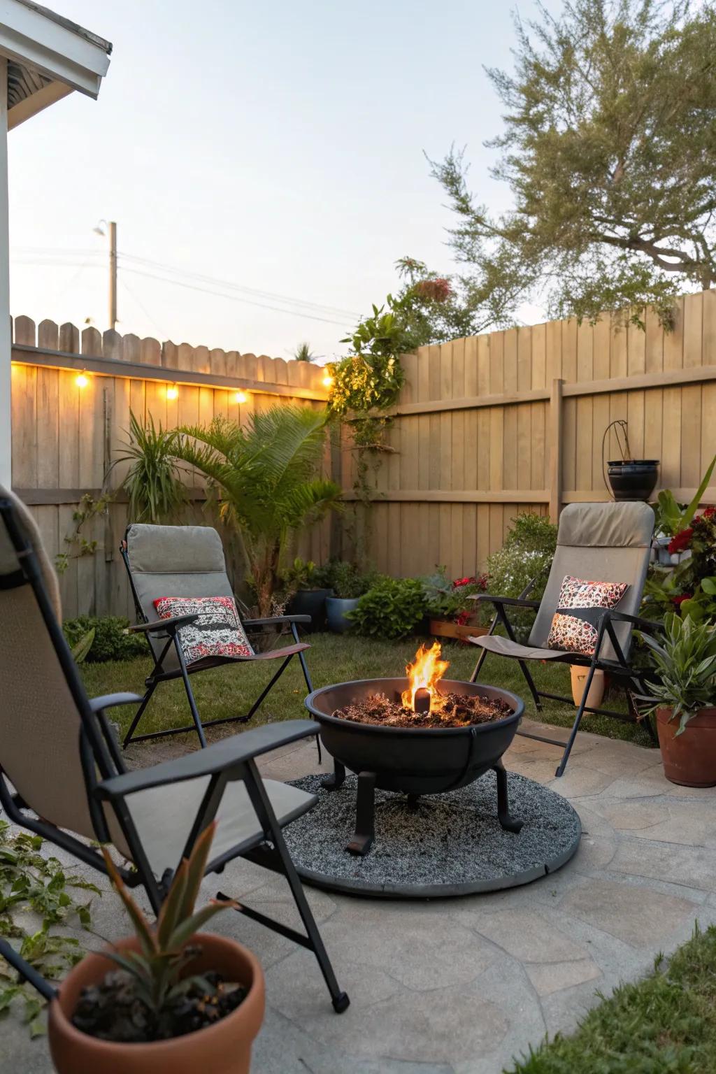 A versatile portable fire pit for a flexible backyard setup.