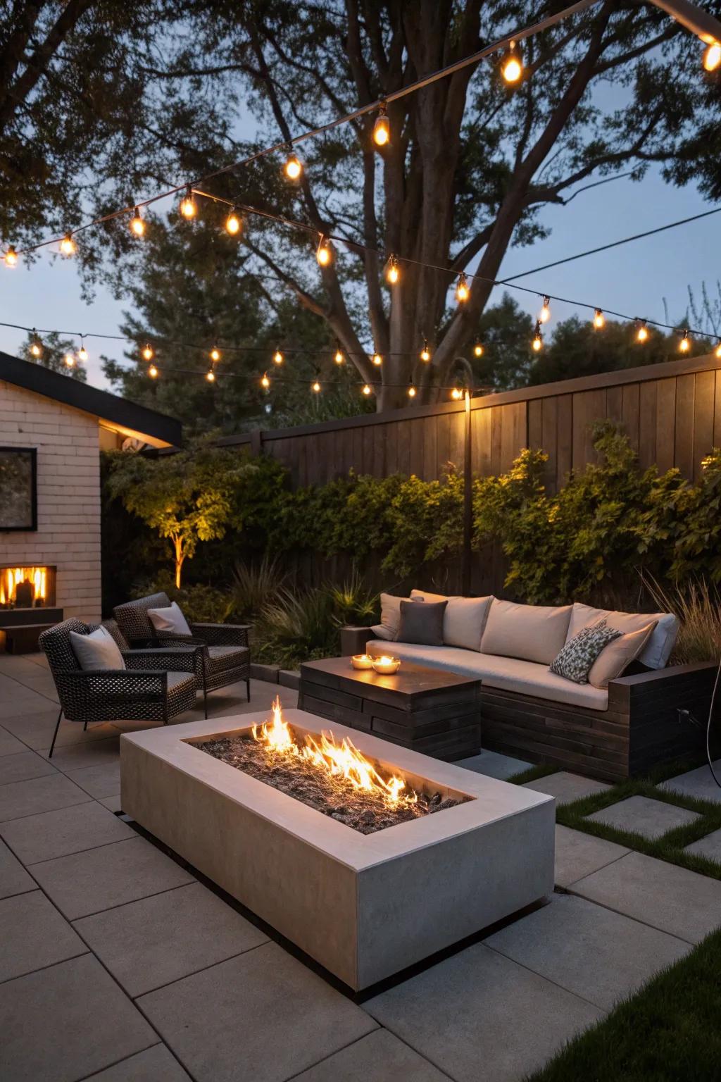 A convenient gas fire pit for easy enjoyment.