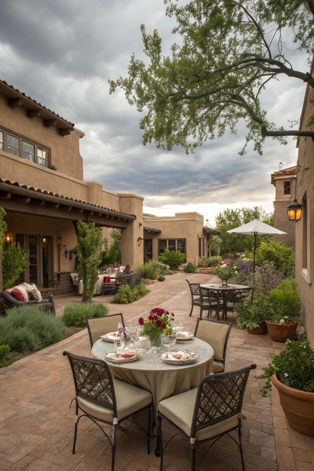 A versatile patio space perfect for dining and entertaining.