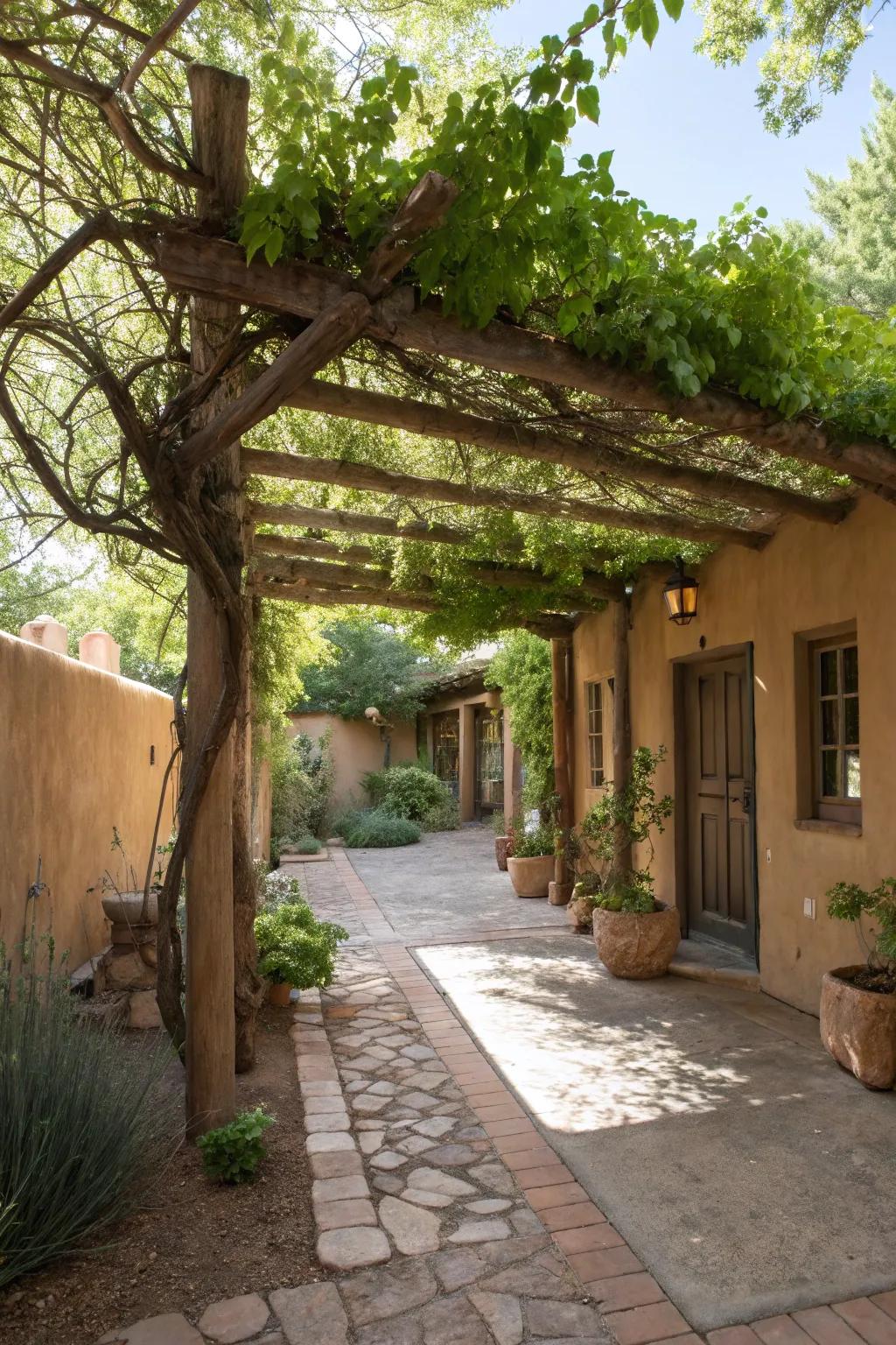 A natural shade structure offers a cool retreat.