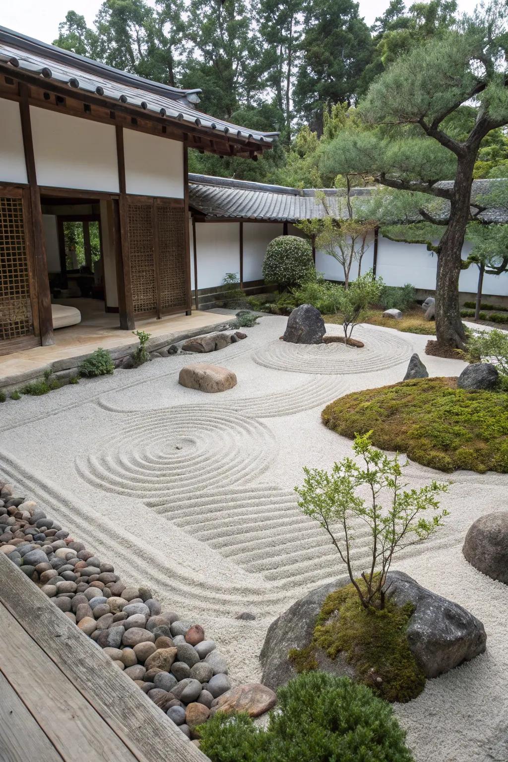 A Zen garden offers a peaceful escape in your backyard.