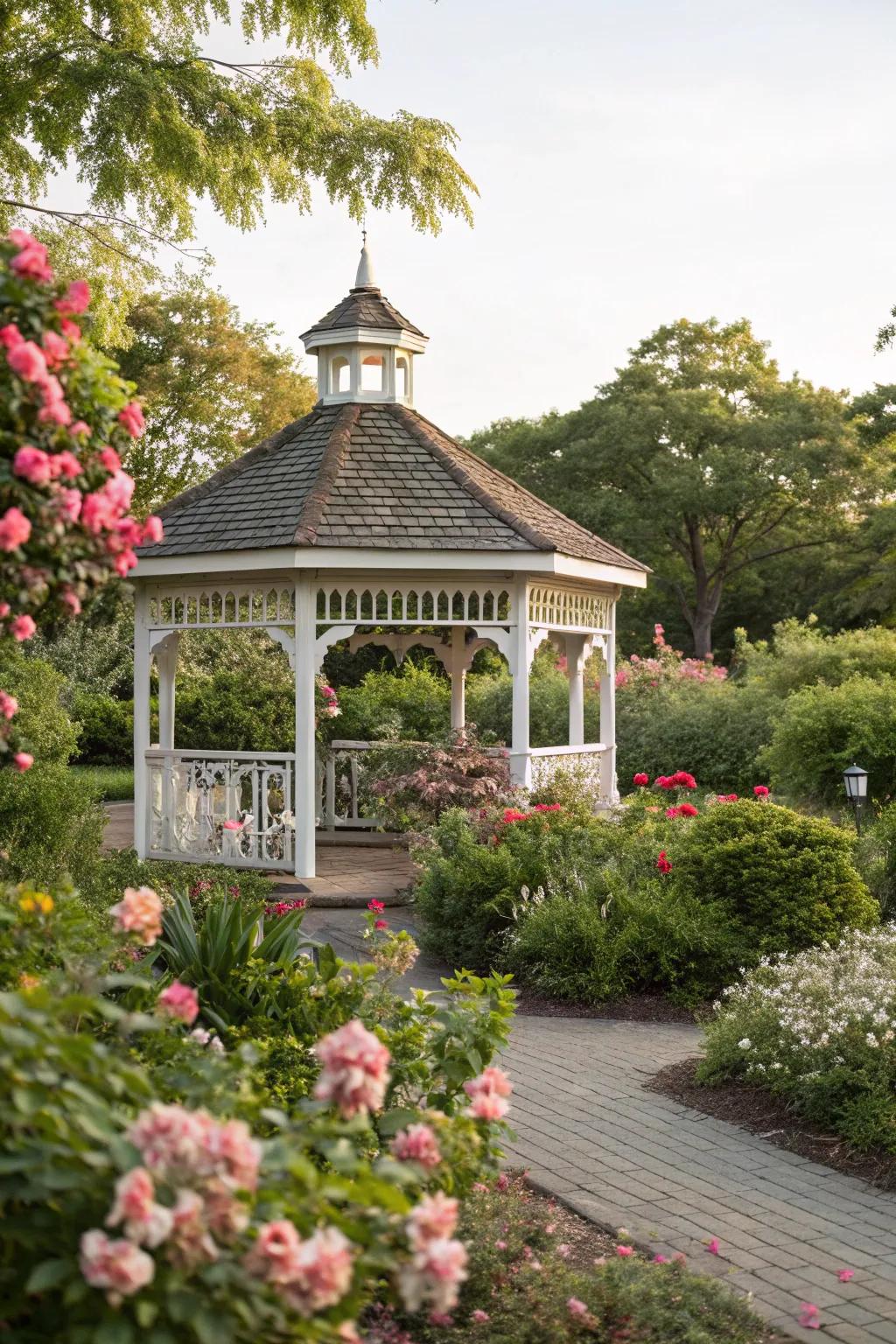 A gazebo provides a sheltered retreat in your garden.