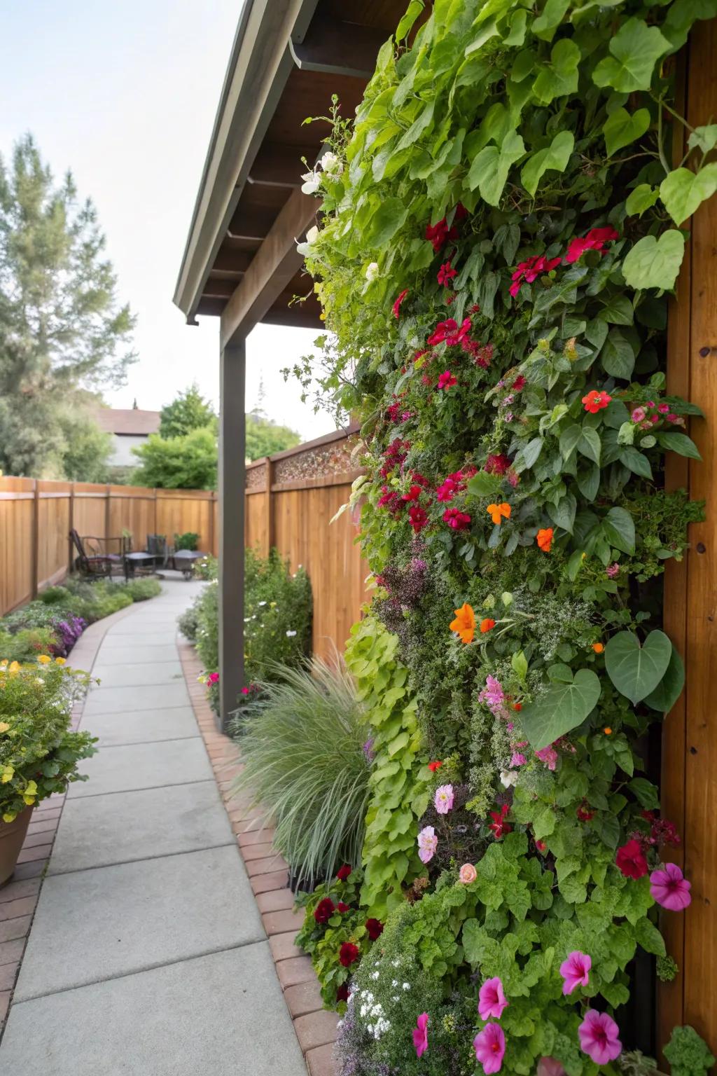 Vertical gardens bring lush greenery to any outdoor space.