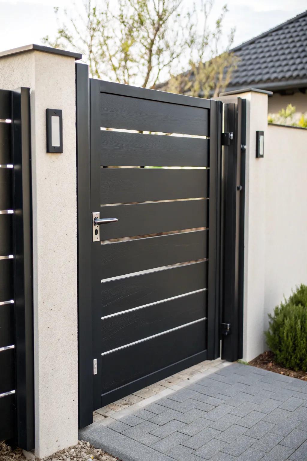 Sleek and simple, a modern minimalist gate enhances any contemporary home.