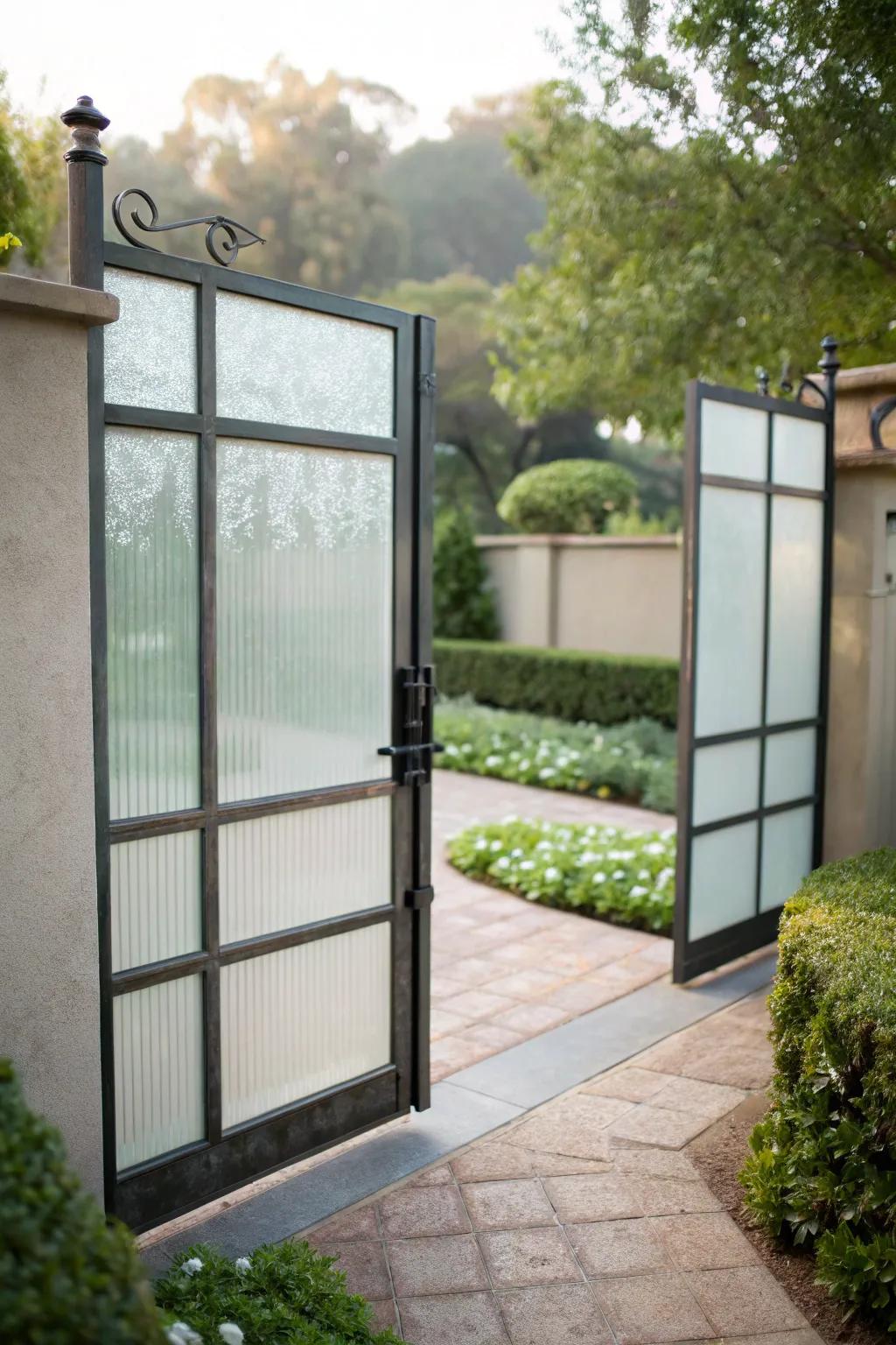 Achieve privacy with a view using a semi-transparent gate design.
