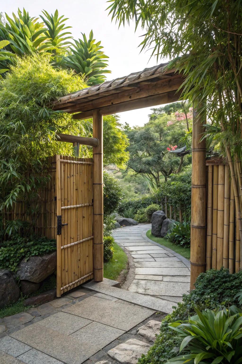 Embrace sustainability with a beautiful bamboo gate.