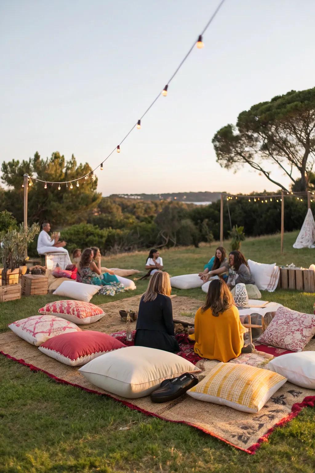 Create a cozy, laid-back setting with informal seating.