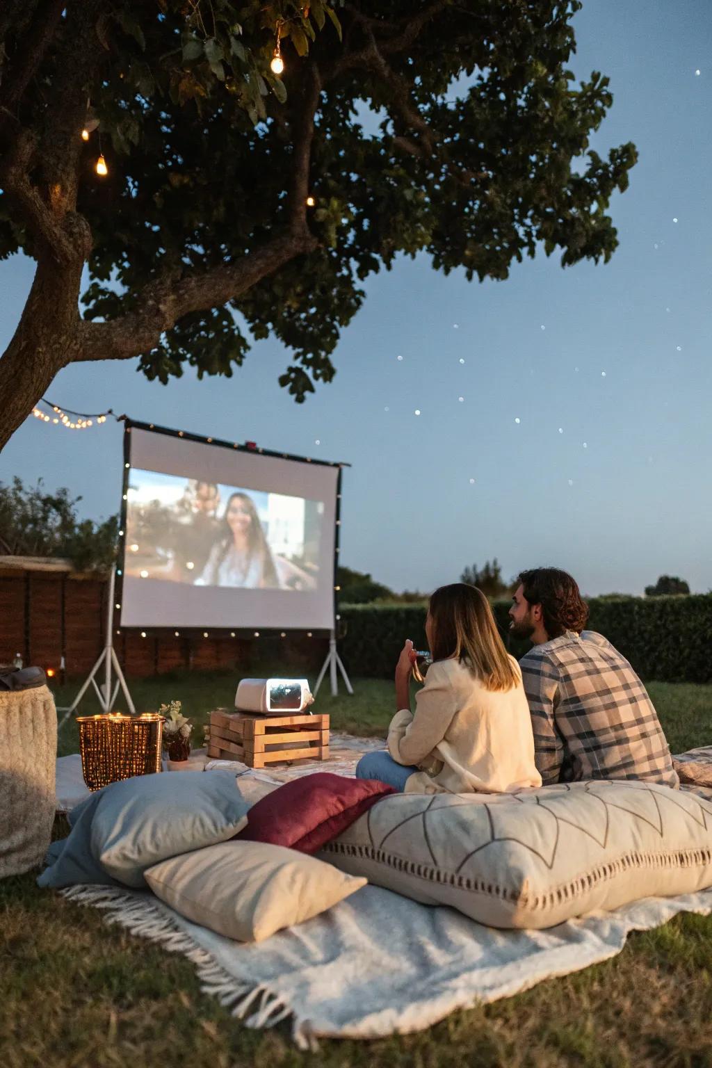 An outdoor movie night is an exciting addition to any party.