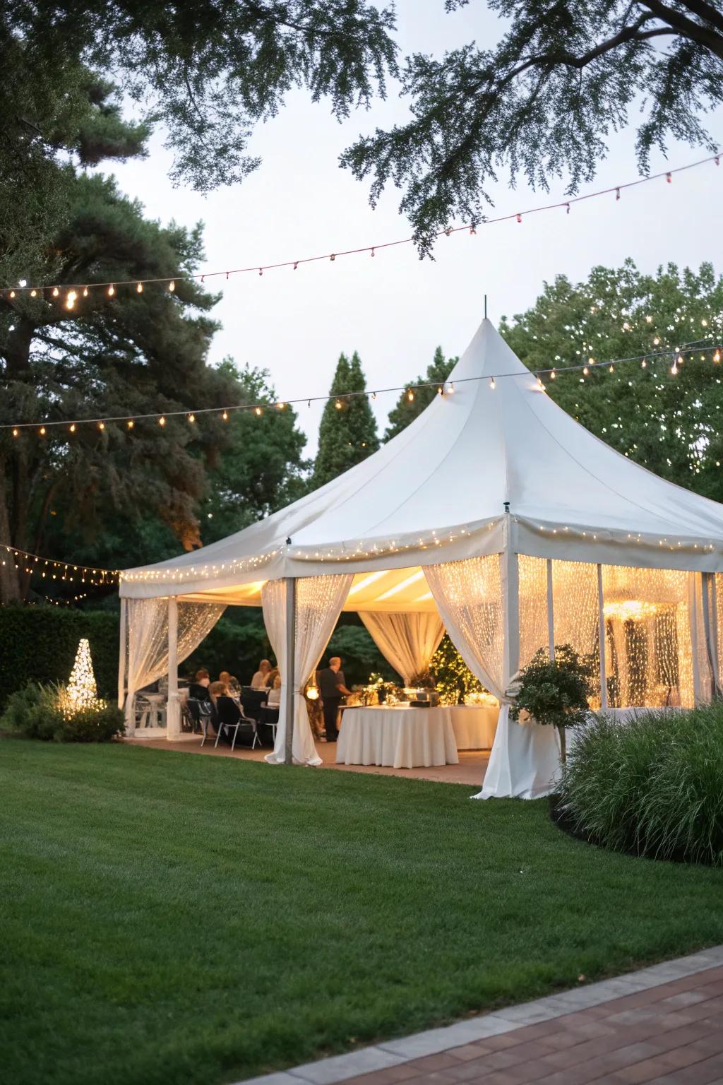 Tents provide a versatile space for both shade and festivity.