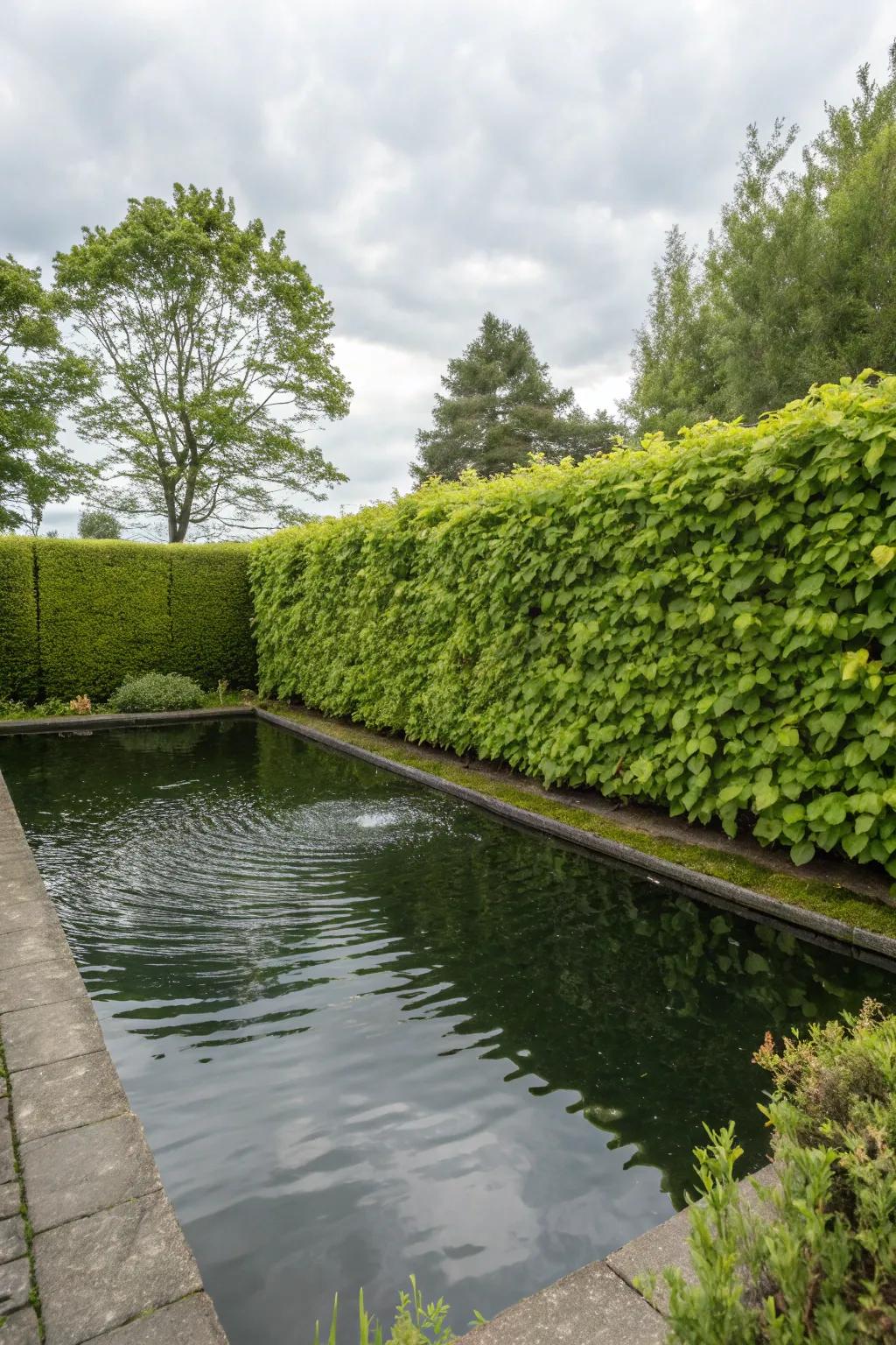 A living fence creates a natural and secure pond perimeter.