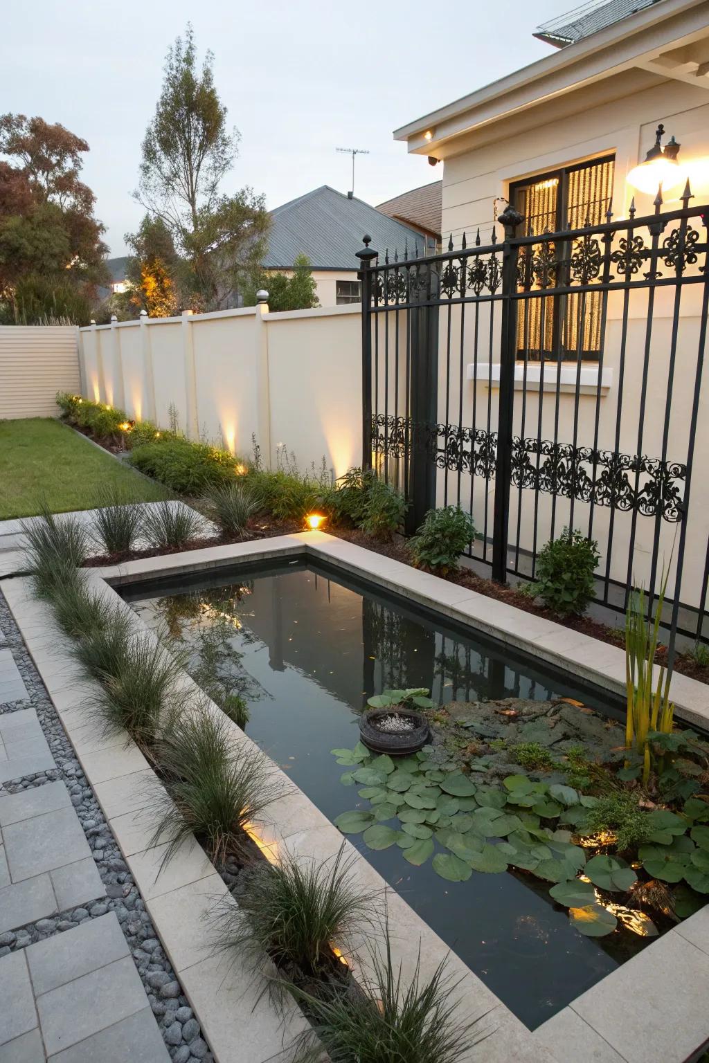 Wrought iron fences bring a touch of elegance to any pond.