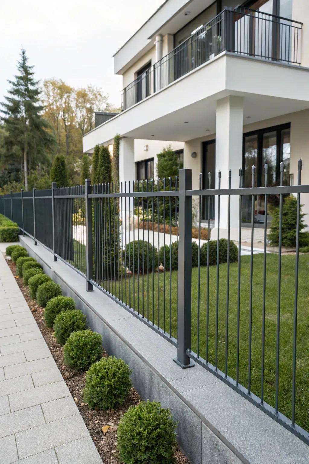 Modern metal fences offer a stylish and secure solution for contemporary homes.