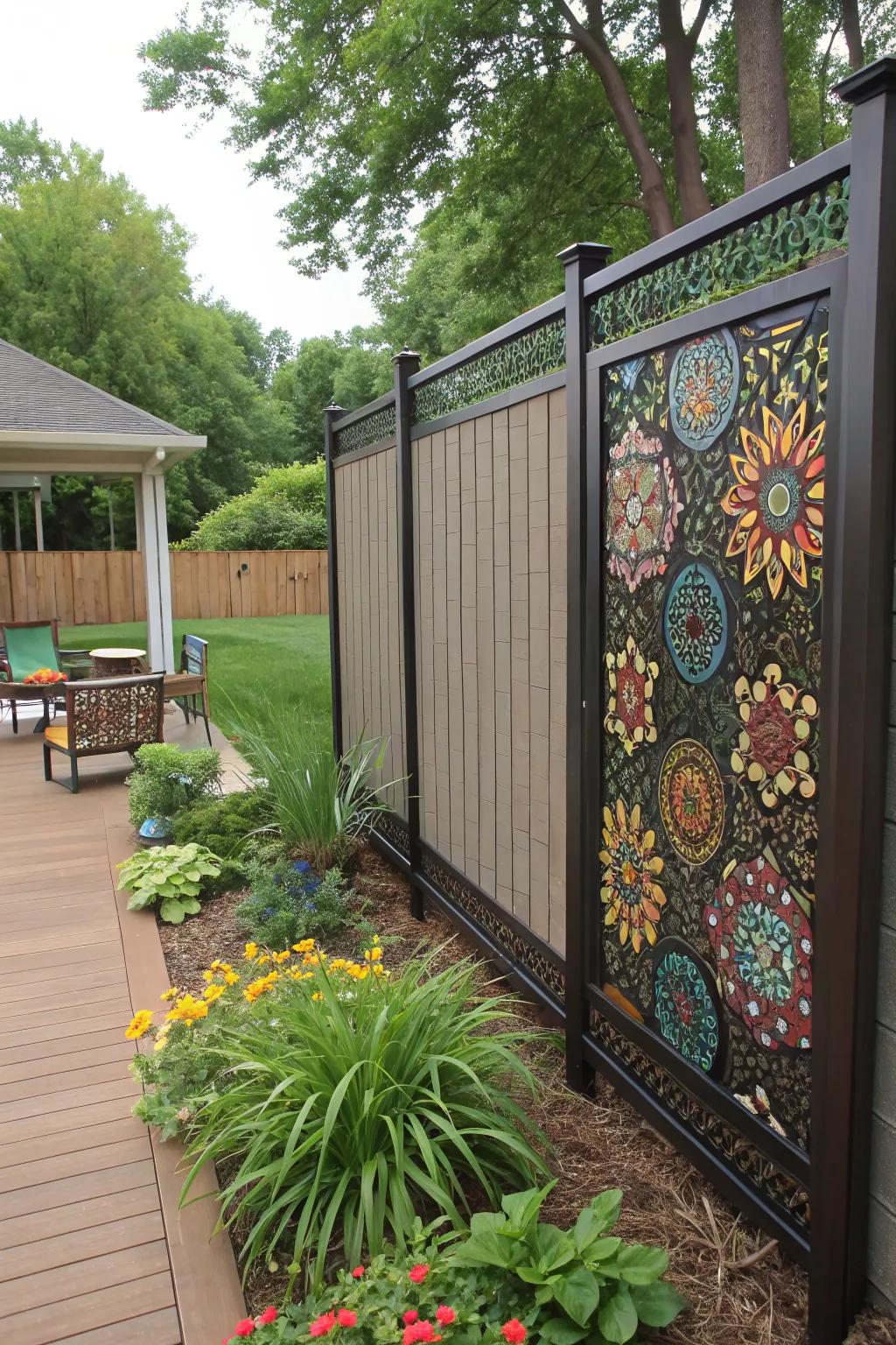 Decorative screens enhance privacy and add artistic flair.
