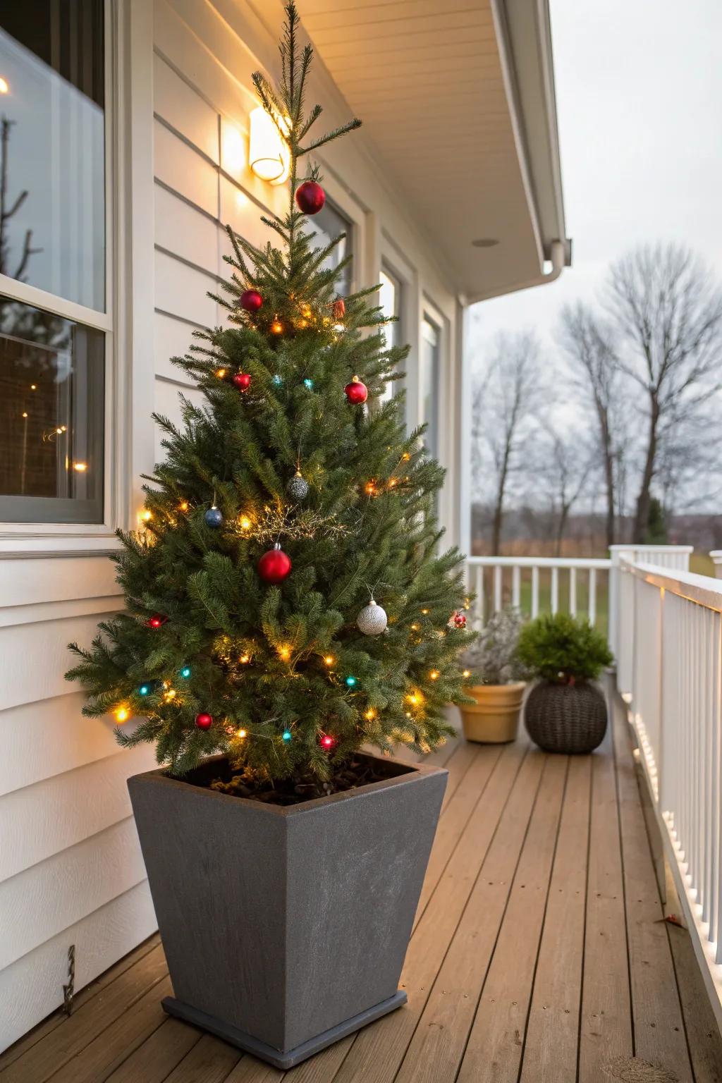 Stylish planters elevate the look of your porch trees.