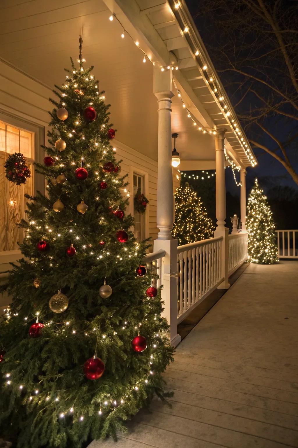 String lights transform your porch into a sparkling holiday retreat.