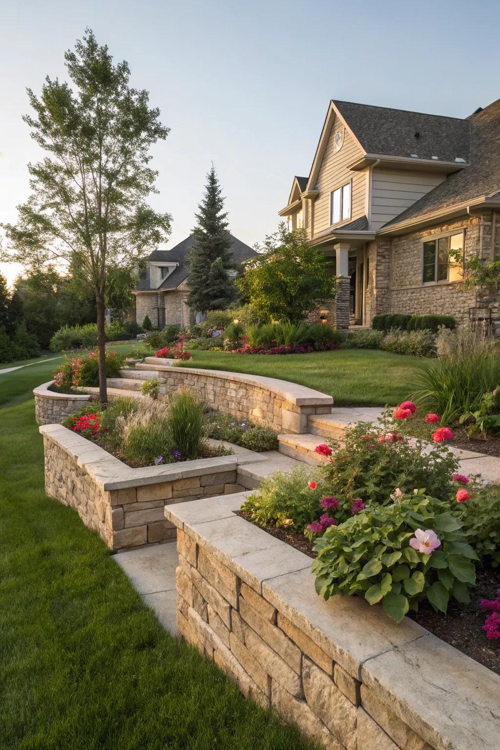 Seating walls that add function and flair to your yard.