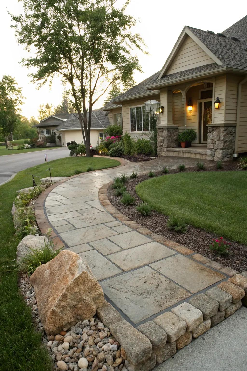 Textured surfaces that bring depth and character to your yard.